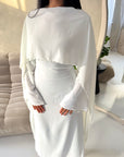 Sherin White Pearl Detail Modest Dress