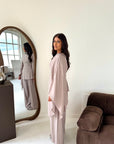 Daniyah Mocha Cape Tie Back Top Trouser Co Ord Set