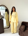 Daniyah Yellow Cape Tie Back Top Trouser Co Ord Set