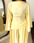 Daniyah Yellow Asymmetrical Tie Back Top Trouser Co Ord Set