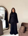 Daniyah Black Asymmetrical Tie Back Top Trouser Co Ord Set