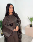 Zayna Chocolate Shimmer Tie Kaftan Dress