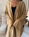 Nadia Beige Floral Print Modest Abaya Jacket