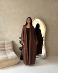Nadia Brown Floral Print Modest Abaya Jacket