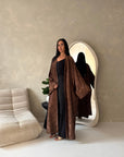Nadia Brown Floral Print Modest Abaya Jacket