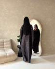 Nadia Black Floral Print Modest Abaya Jacket