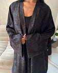 Nadia Black Floral Print Modest Abaya Jacket