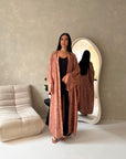Nadia Pink Floral Print Modest Abaya Jacket