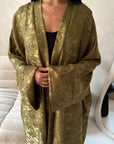 Nadia Khaki Floral Print Modest Abaya Jacket
