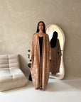 Nadia Mocha Floral Print Modest Abaya Jacket