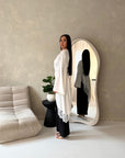 Beyi White Lace Assymetrical Satin Midi Dress