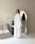 Maya White Satin Kaftan With Neck Scarf Dress