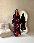 Falon Black Linen Modest Summer Floral Dress