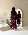 Falon Black Linen Modest Summer Floral Dress