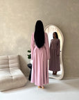 Elani Pink Button Detail Plain Smock Dress