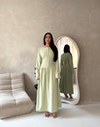 Elani Mint Button Detail Plain Smock Dress