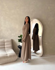 Elani Mocha Button Detail Plain Smock Dress