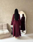 Elani Wine Button Detail Plain Smock Dress
