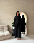 Elani Black Button Detail Plain Smock Dress