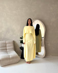 Sherin Yellow Pearl Detail Modest Dress