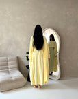 Sherin Yellow Pearl Detail Modest Dress