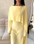 Sherin Yellow Pearl Detail Modest Dress
