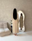 Hana Beige Floral Lace Detail Modest Dress