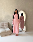 Hana Pink Floral Lace Detail Modest Dress