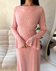 Hana Pink Floral Lace Detail Modest Dress