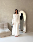 Lila White Mesh Frill Detail Lined Dress