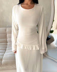 Lila White Mesh Frill Detail Lined Dress
