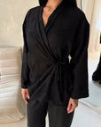 Anita Black Floral Embroidery Linen Co-ord Set