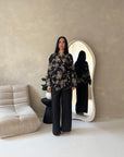 Anita Black & Cream Floral Embroidery Linen Co-ord Set