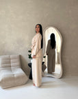 Anita Beige & Cream Floral Embroidery Linen Co-ord Set