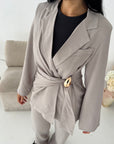 Mara Mocha Tailored Gold buckle Blazer Co Ord Set