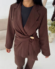 Mara Brown Tailored Gold buckle Blazer Co Ord Set