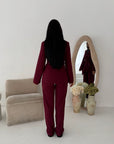 Mara Wine Tailored Gold buckle Blazer Co Ord Set