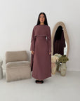 Sherin Berry Pearl Detail Modest Dress