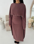 Sherin Berry Pearl Detail Modest Dress