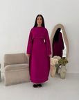 Sherin Magenta Pearl Detail Modest Dress