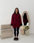Shaynia Wine Short Belted Extreme Fur Coat