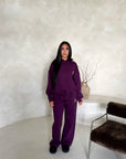 Somaya Plum H Embroidered Logo Wide Leg Jogger