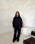 Somaya Black H Embroidered Logo Oversized Hoodie