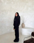 Somaya Black H Embroidered Logo Oversized Hoodie