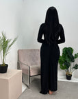 Neya Black Soft Wrap Detail Modest Dress