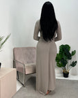 Neya Beige Soft Wrap Detail Modest Dress