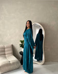 Isani Teal Diamante Swirl Modest Kaftan Dress