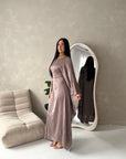 Isani Mocha Diamante Swirl Modest Kaftan Dress