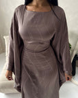 Isani Mocha Diamante Swirl Modest Kaftan Dress
