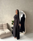 Nena Black Pearl Detail Tie Back Kaftan Dress